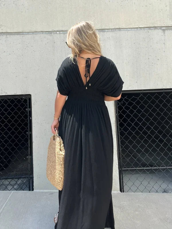 Denise™ - V-neck with split Maxi Long Dress