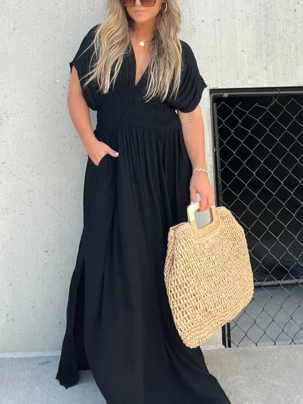 Denise™ - V-neck with split Maxi Long Dress