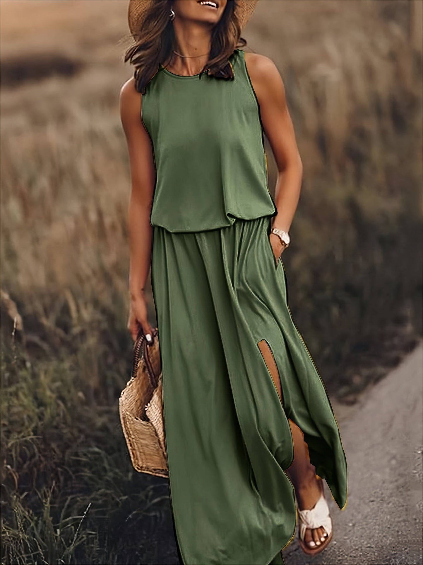 Rosaline - Plain boho maxi dress in modal in different colors