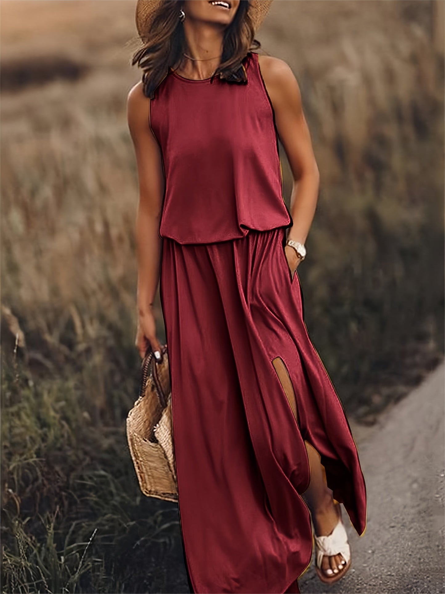 Rosaline - Plain boho maxi dress in modal in different colors