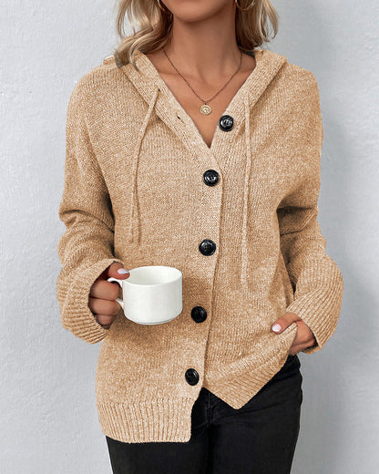 Nienke | Plain cardigan with hood and laces