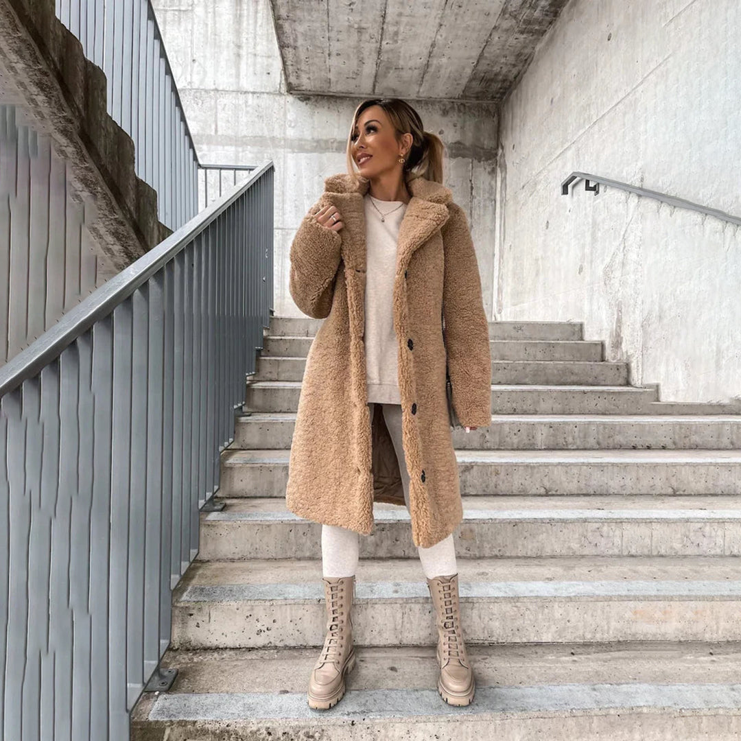 AURORA - Long teddy coat for women