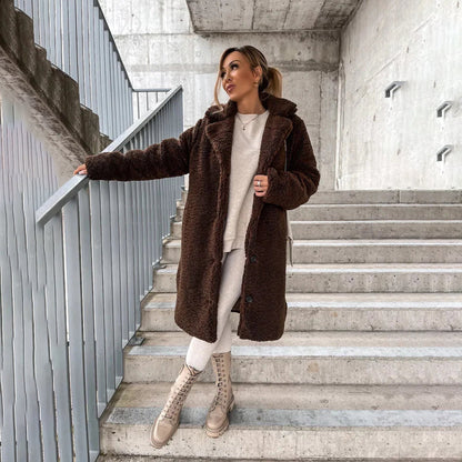 AURORA - Long teddy coat for women