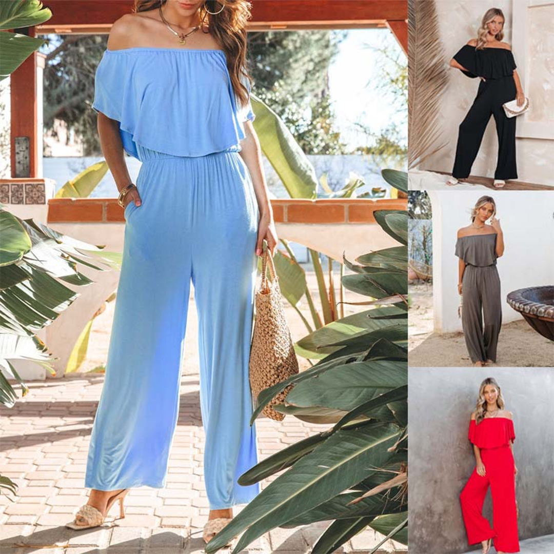 EMMALYN - Geruffeld off-shoulder jumpsuit