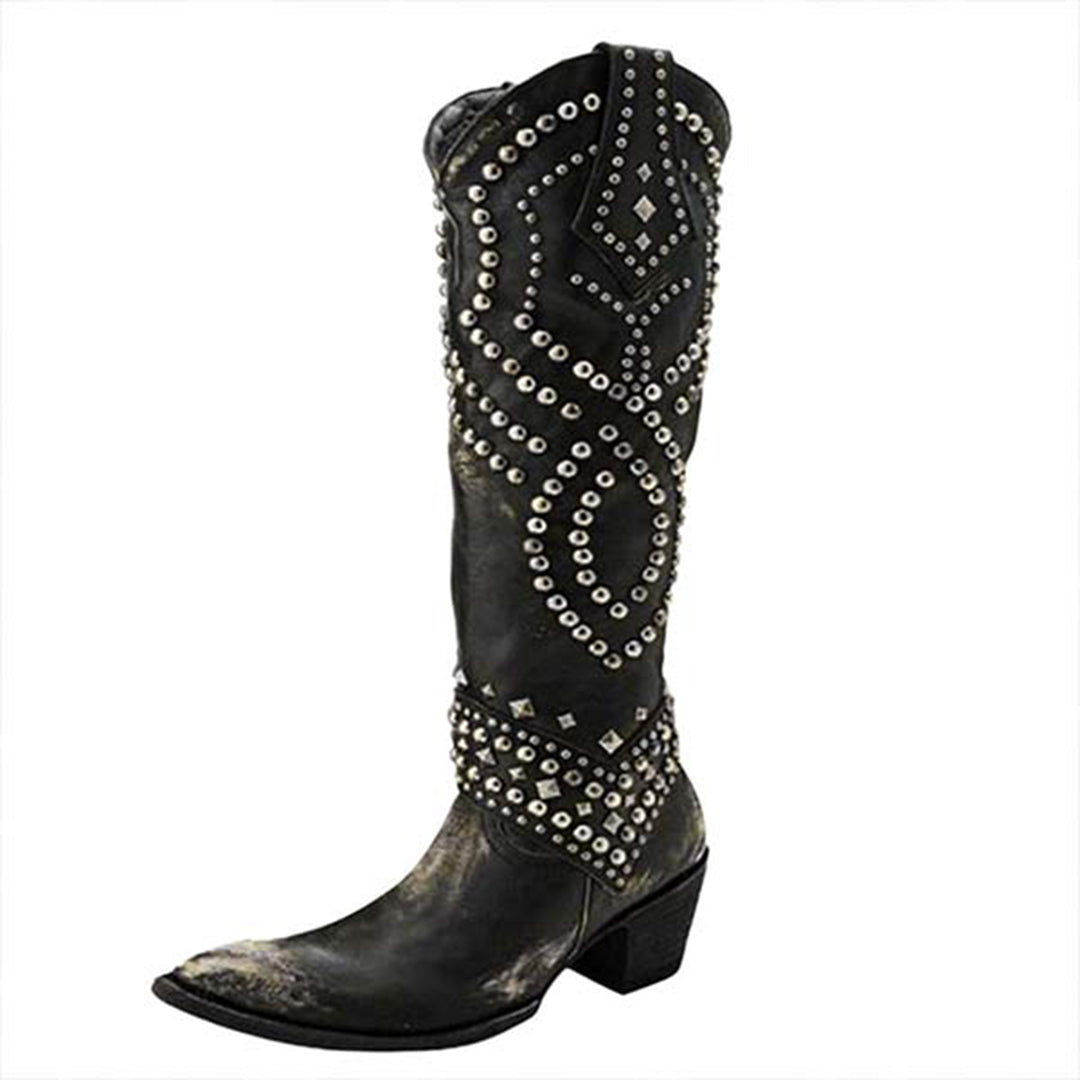 JOAN - Boots with metal studs and high heel