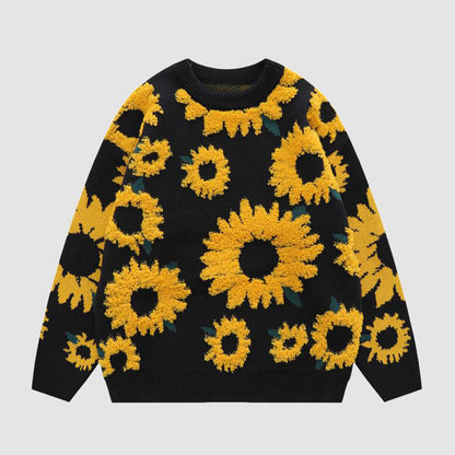 ILARIA - Knitted sweater with sunflower pattern