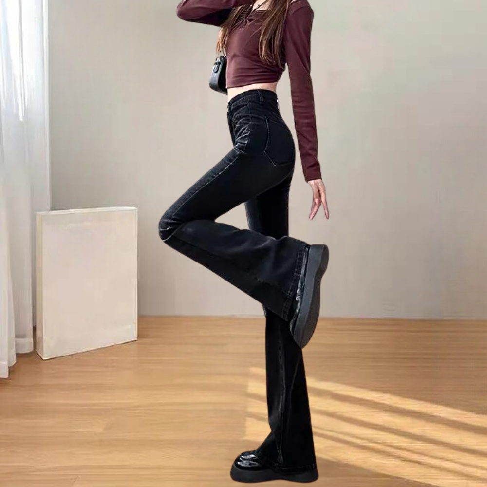 AIJA - Black flared trousers for women