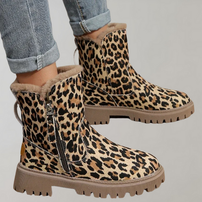 Kathy - Warm ladies boots with leopard print