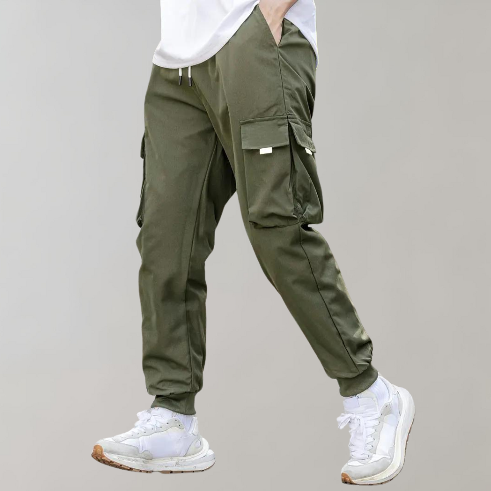 Ankor - Men's trousers with drawstring and flap pockets