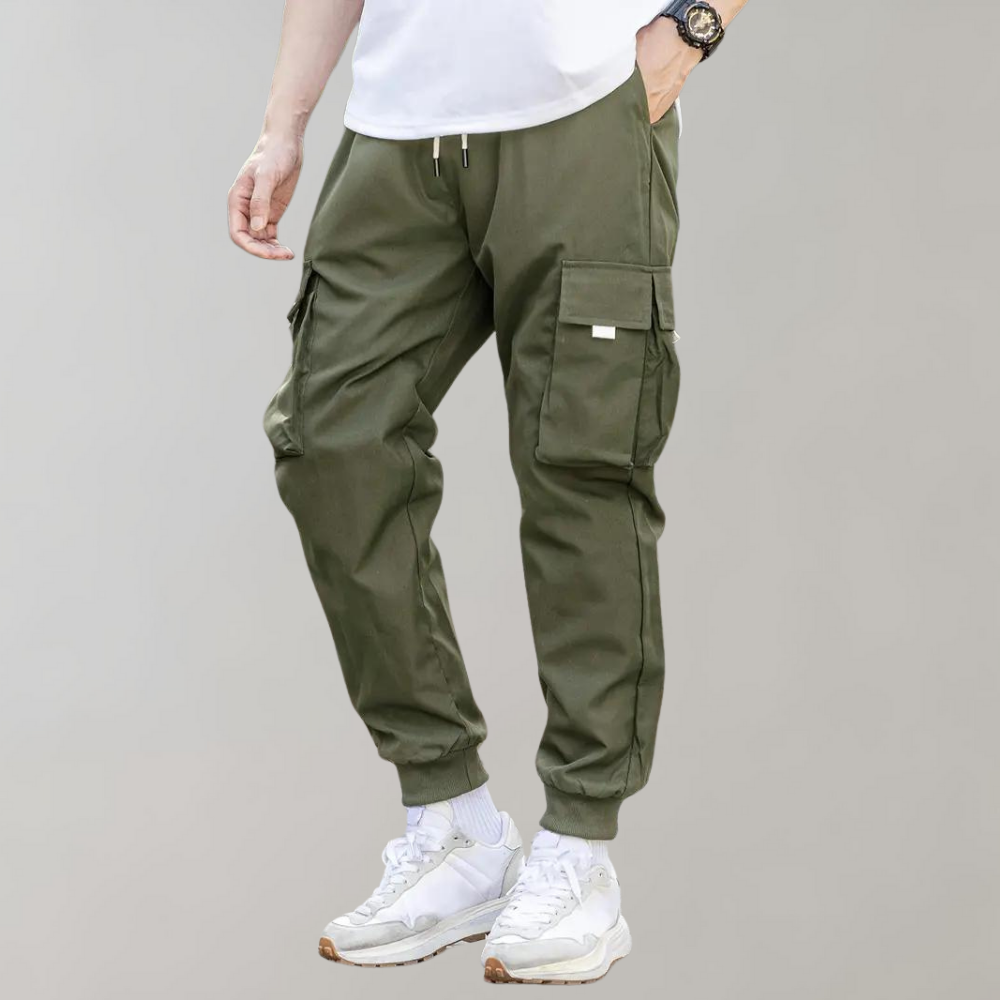 Ankor - Men's trousers with drawstring and flap pockets