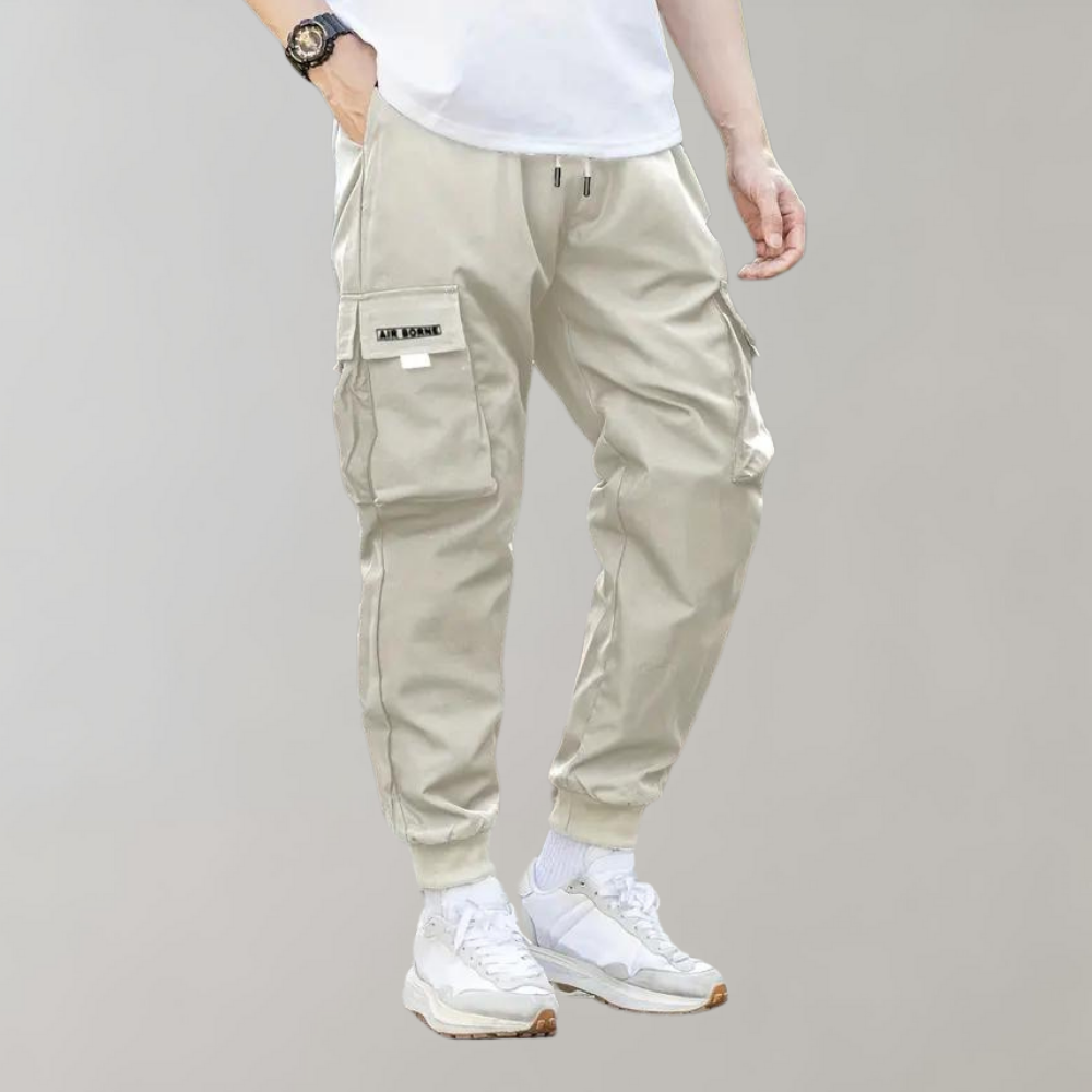 Ankor - Men's trousers with drawstring and flap pockets