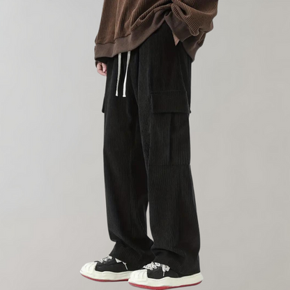 Balder - Corduroy cargo pants with flap pockets