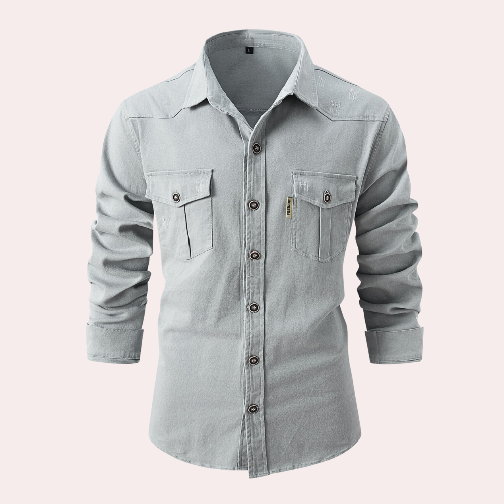 Lennard - Men's long sleeve shirt with chest pockets