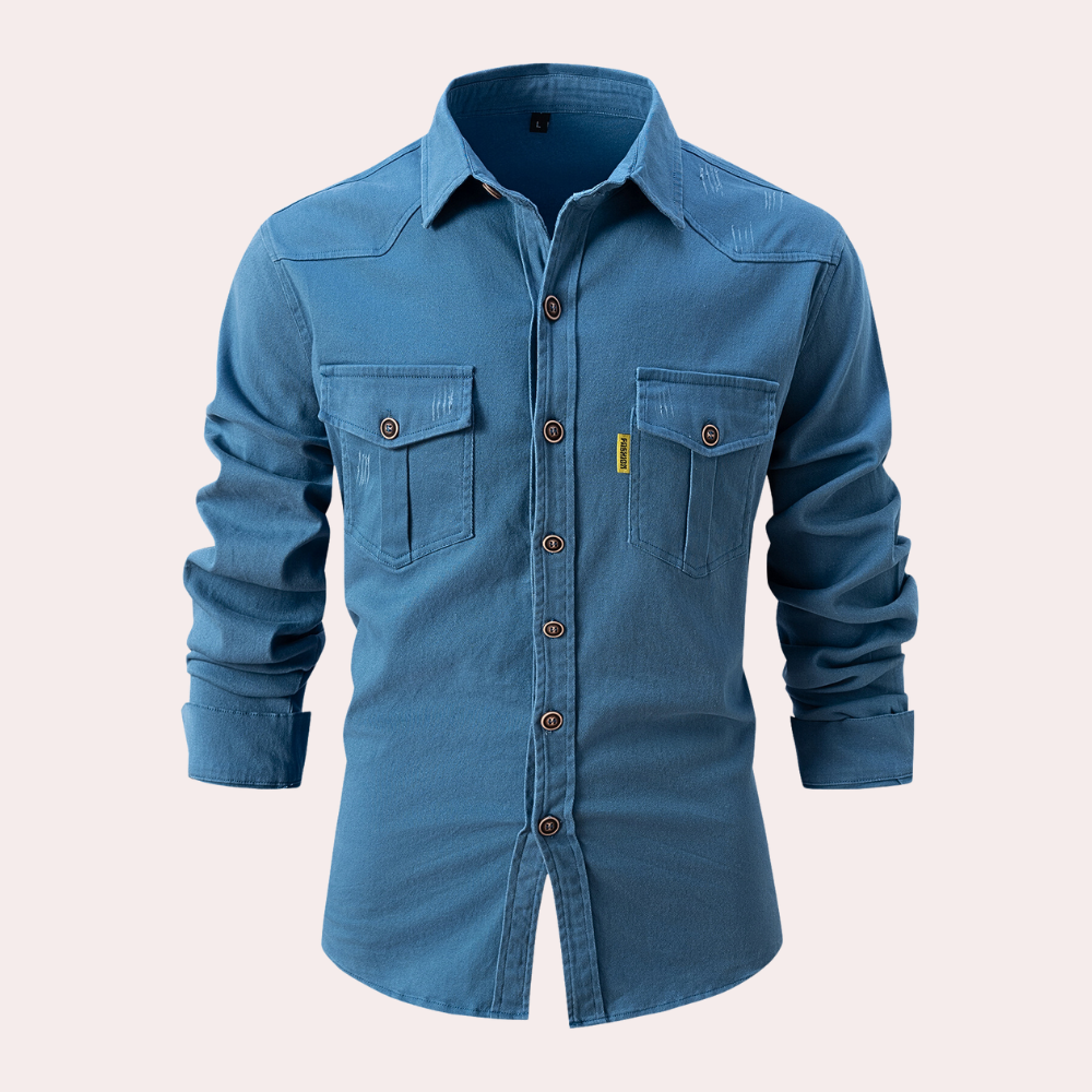 Lennard - Men's long sleeve shirt with chest pockets