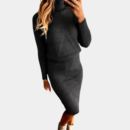 Hortense - Stylish turtleneck women's winter dress