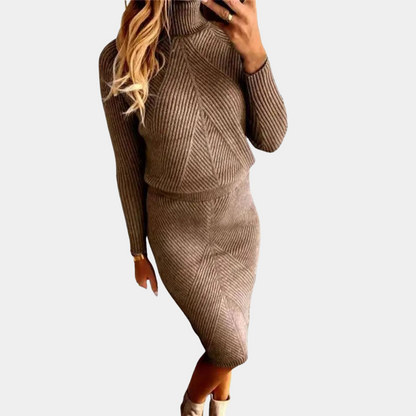 Hortense - Stylish turtleneck women's winter dress