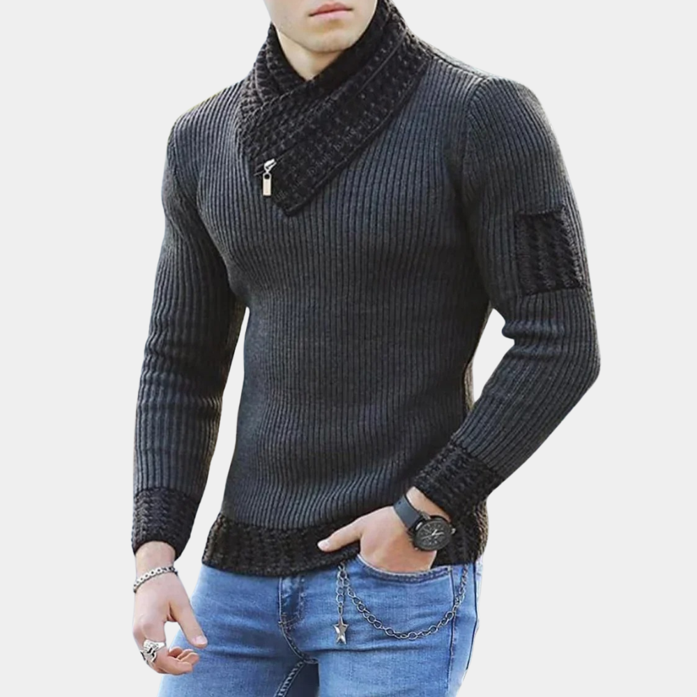 Yves - Knitted men's sweater with stylish collar