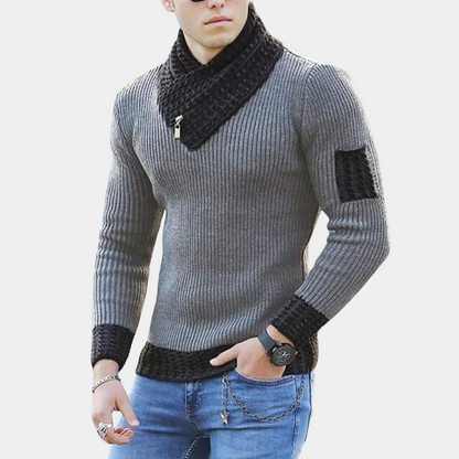 Yves - Knitted men's sweater with stylish collar