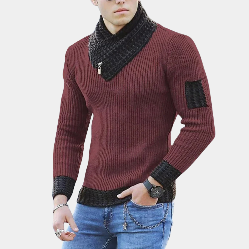 Yves - Knitted men's sweater with stylish collar