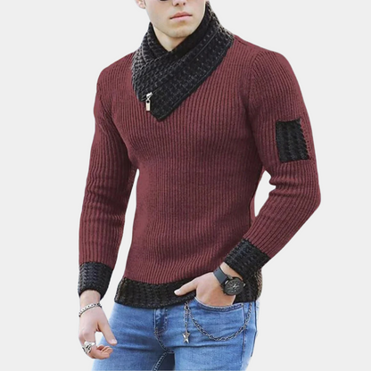 Yves - Knitted men's sweater with stylish collar