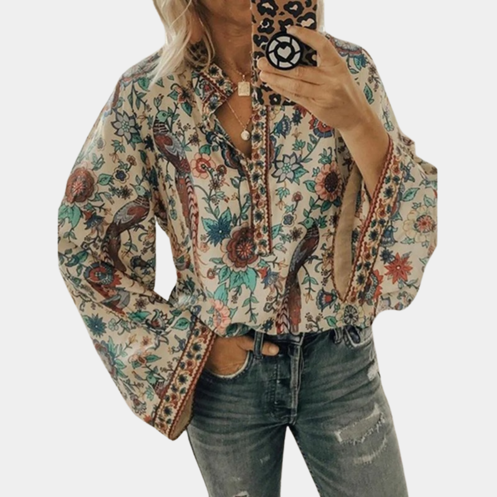 Cynthia - Women's blouse with floral pattern