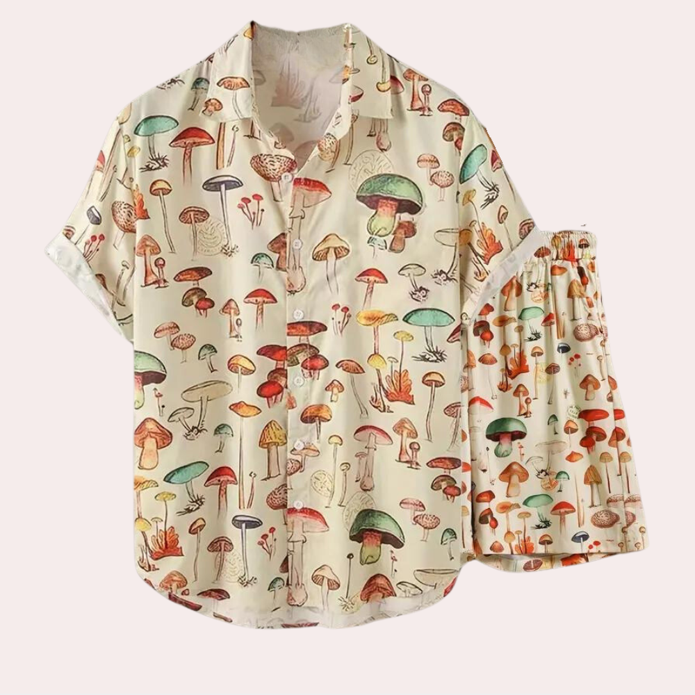 Clovis - Men's two-piece summer clothing with mushroom print