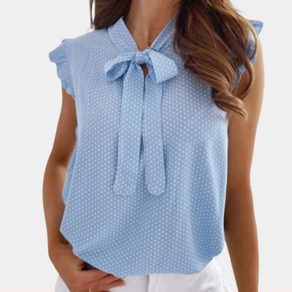 Bella - Stylish summer blouse with bow collar