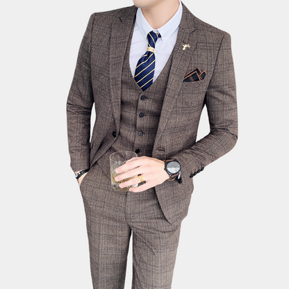 Prewitt - Stylish checked three-piece men's suit