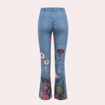 Rosmunda - Damesjeans flare met knopen