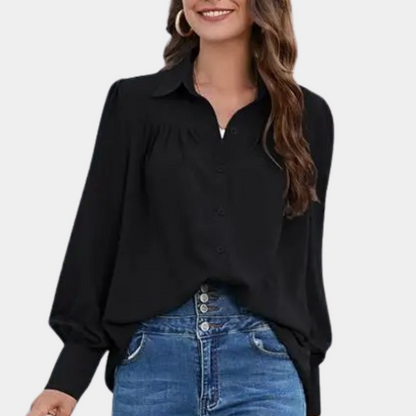 Vera - Pleated long sleeve women's blouse