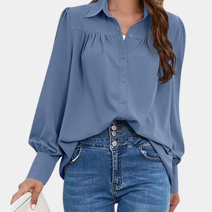 Vera - Pleated long sleeve women's blouse