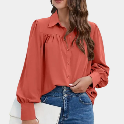 Vera - Pleated long sleeve women's blouse