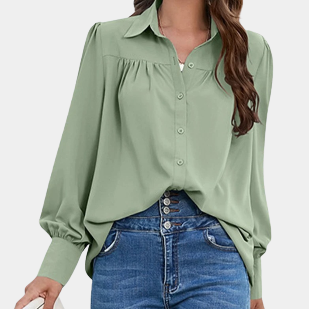 Vera - Pleated long sleeve women's blouse