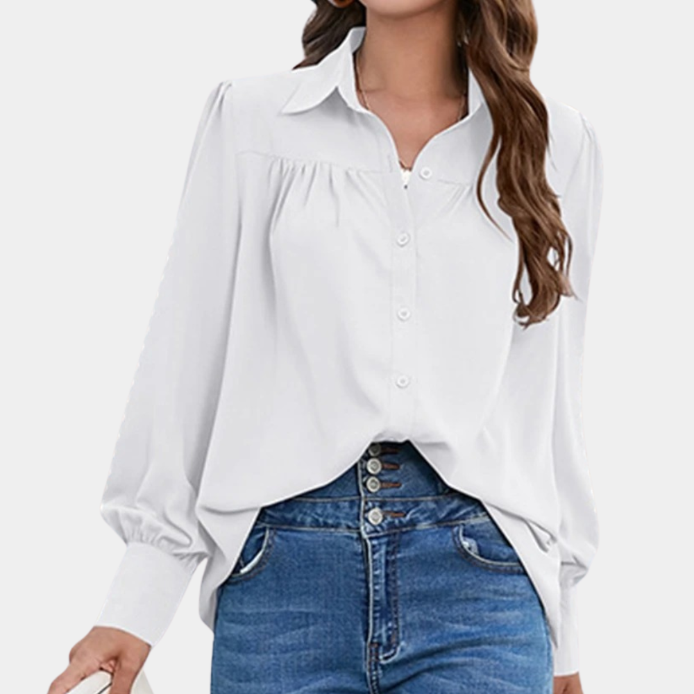 Vera - Pleated long sleeve women's blouse