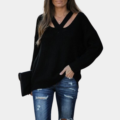 Eva - Women's sweater with stylish v-neck