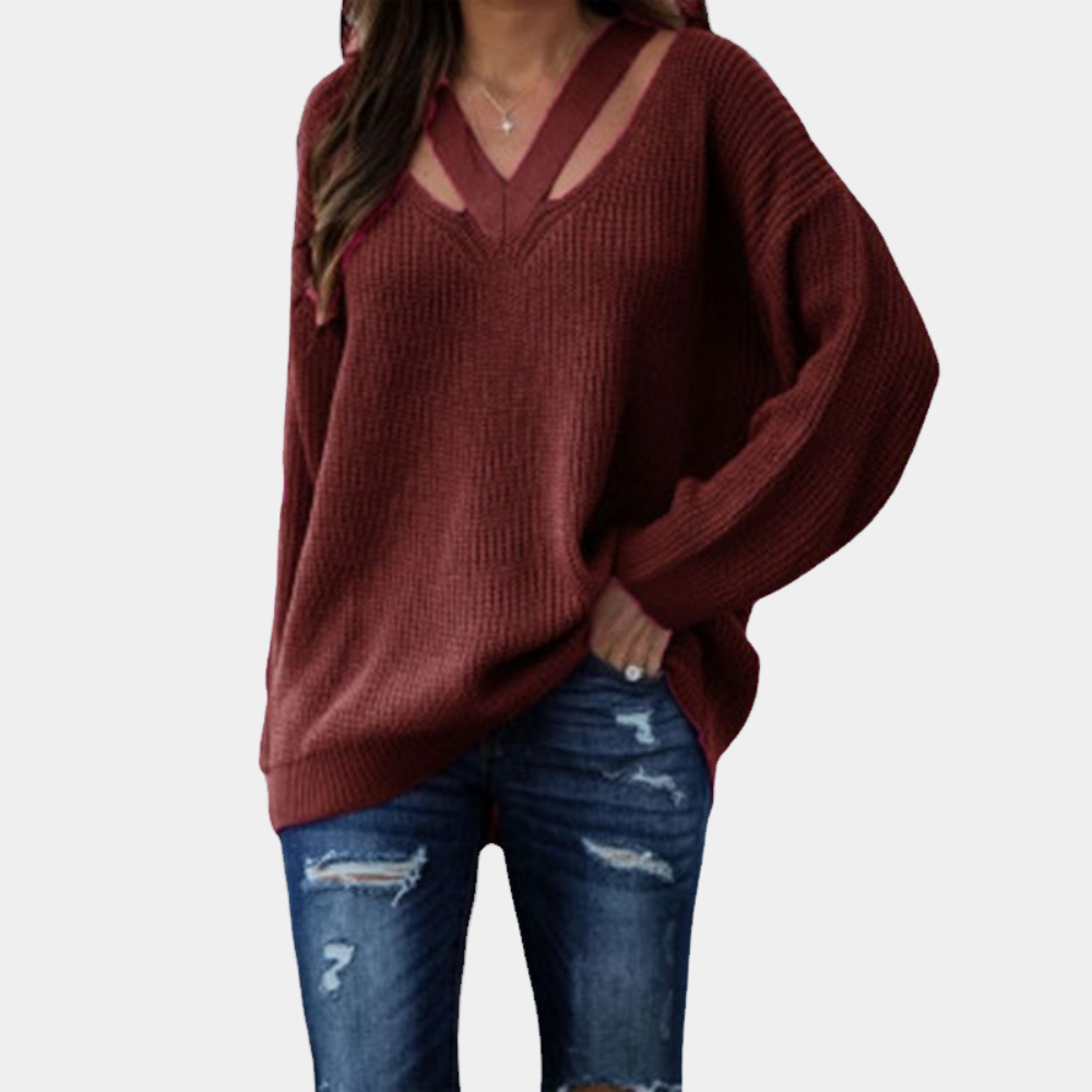 Eva - Women's sweater with stylish v-neck