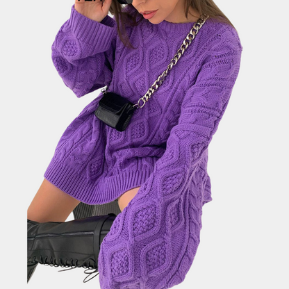 Iseppa - Oversized long knitted sweater for women