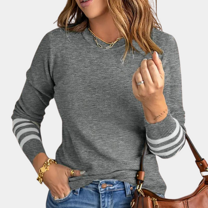 Ema - Elegant women's sweater with striped sleeves