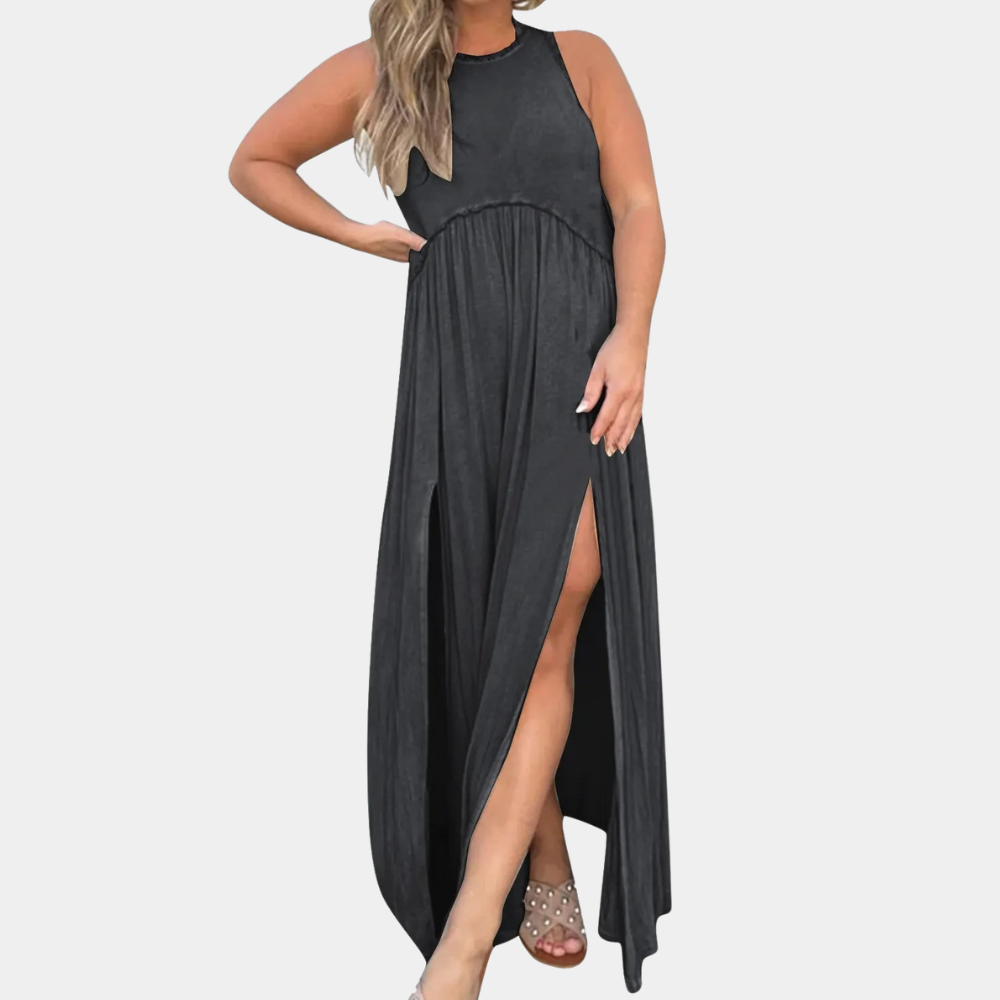 Anda - Simple long women's dress with slit