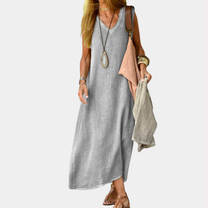 Casual v-neck ladies maxi dress