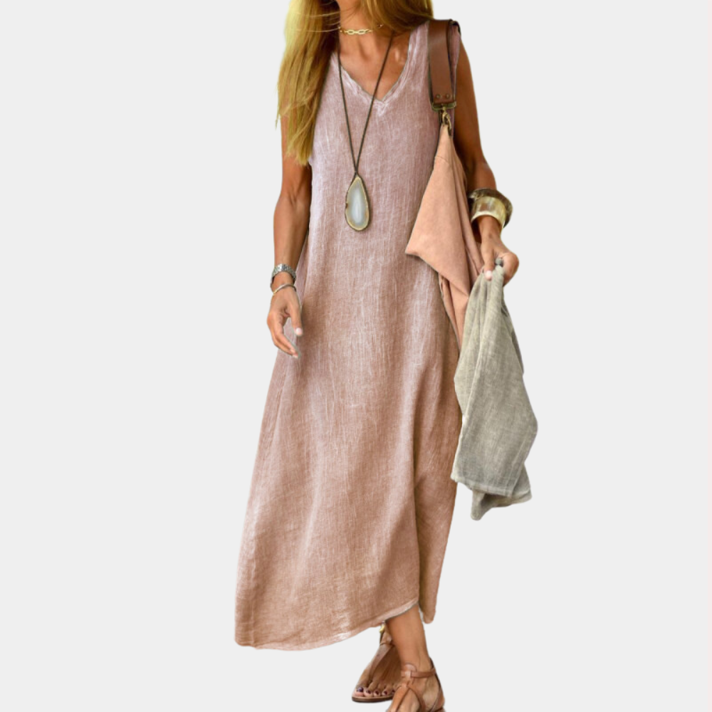 Casual v-hals dames maxi jurk