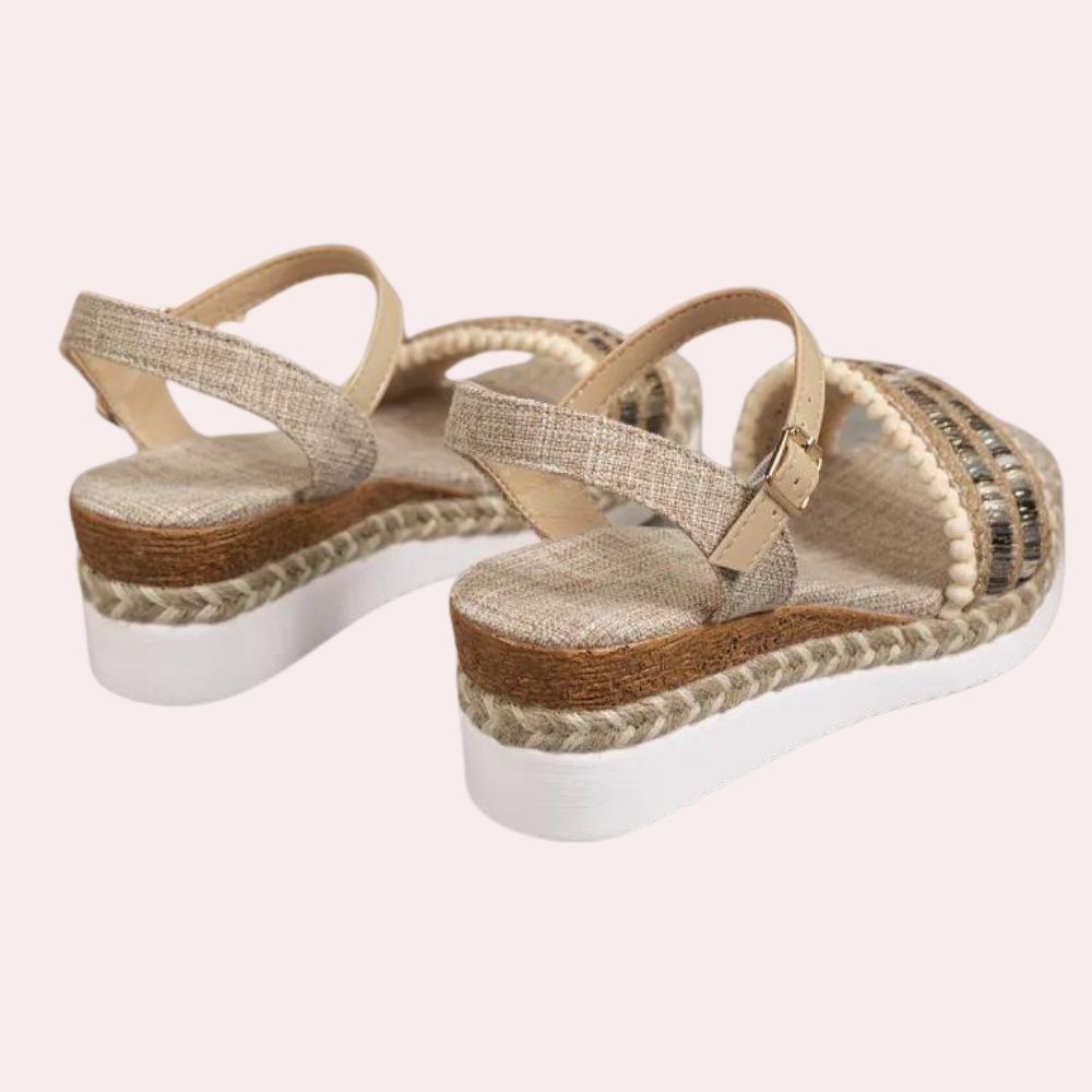 Braided women's sandals with wedge heel