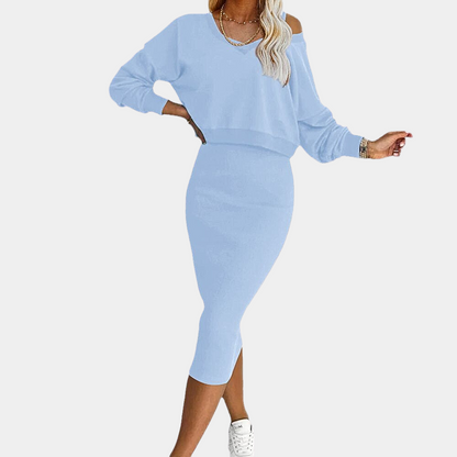 Elegant ladies dress with sweater