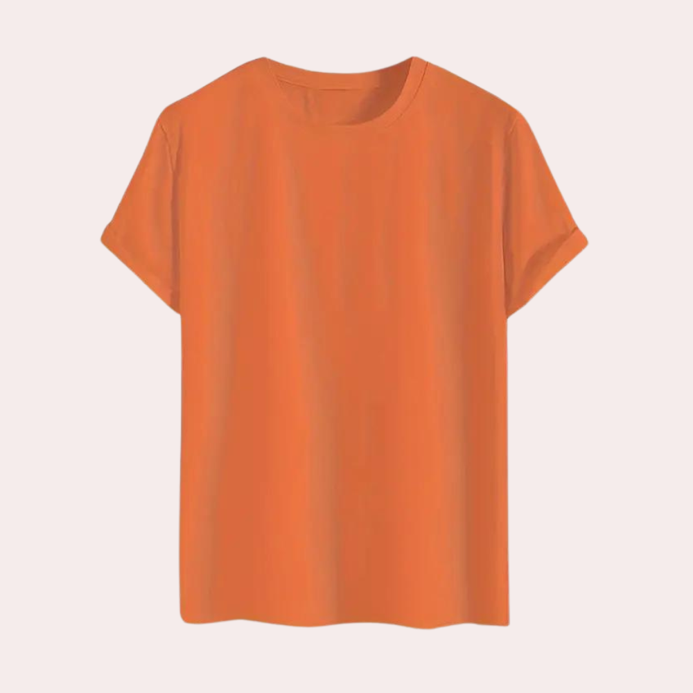 Short sleeve t-shirt with orange crew neck