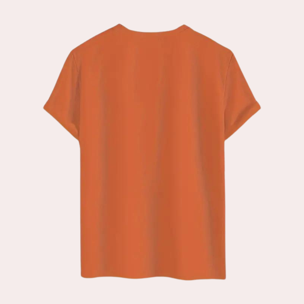 Short sleeve t-shirt with orange crew neck