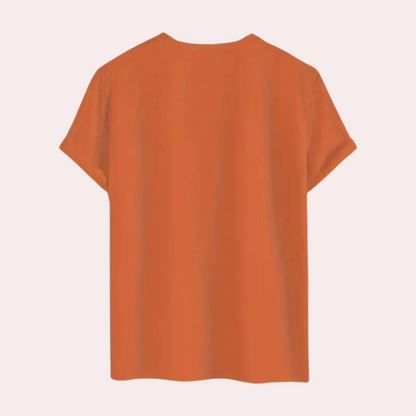 T-shirt met korte mouwen en oranje ronde hals