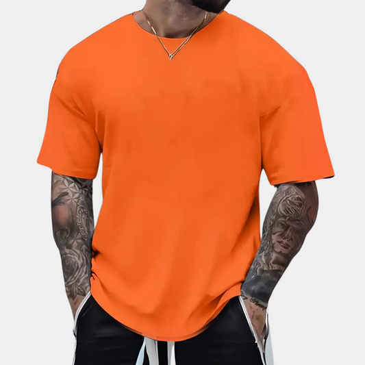 Men's T-shirt with casual round neck orange