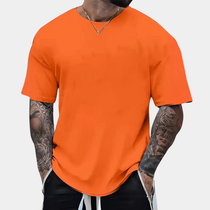 Men's T-shirt with casual round neck orange