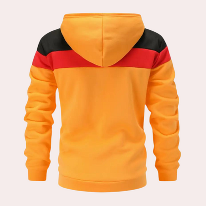 Casual orange color block hoodie for men