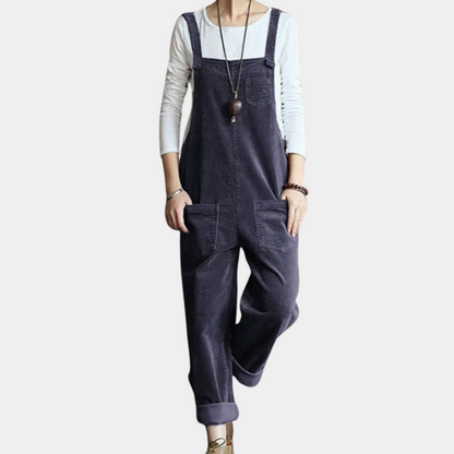 Casual corduroy jumpsuit for women